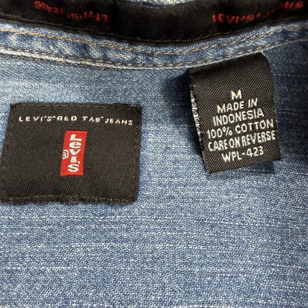 VTG Y2K Levi's Red Tab Denim Button Down Shirt Men's M Western Grunge Casual